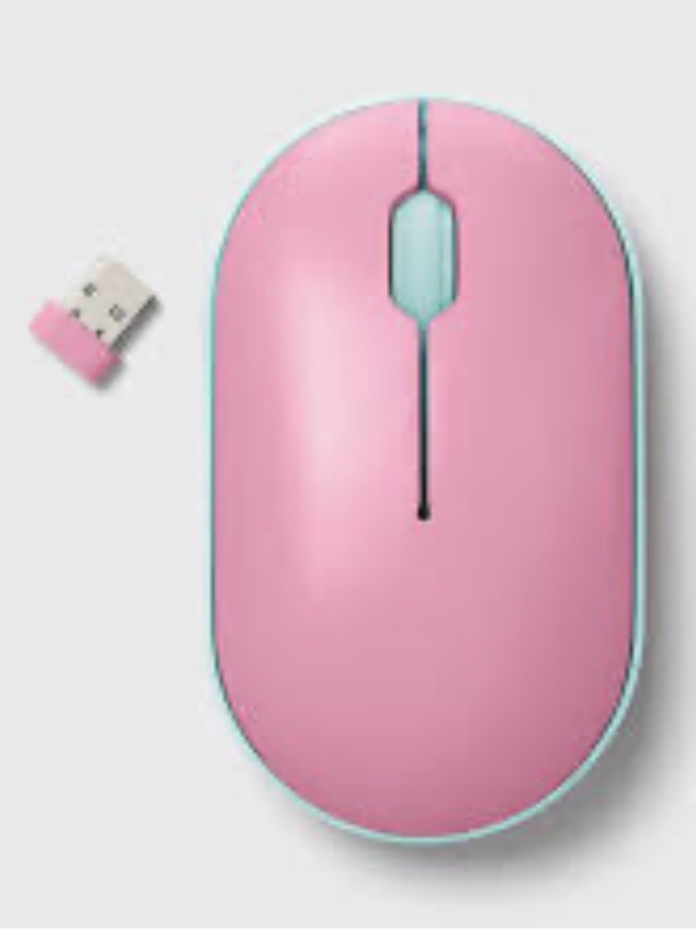 heyday Pink Wireless USB Optical Mouse with Mint Trim